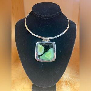 SILVER .950 AMAZING CUSTOM MADE DESIGNER WOMEN NECKLACE 2”x2”